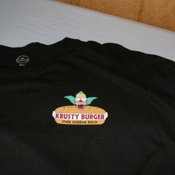 The Simpsons  Krusty The Clown Black Tshirt Burger Fast Food Logo   Mens X-Large - Picture 8 of 8